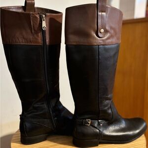 Tommy Hilfiger Black and Brown Riding Boots